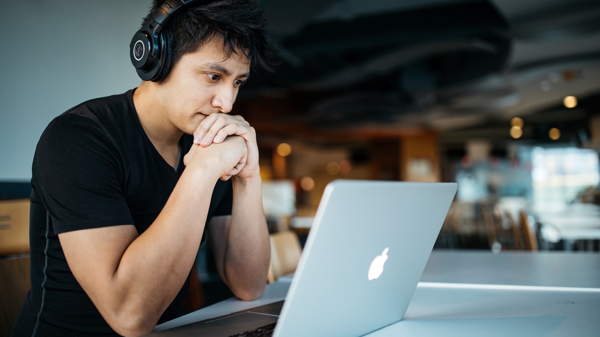 Man listening on headphones