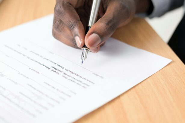 Man signing a contract